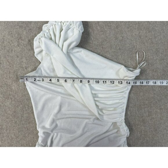 Red By BKE White One Shoulder Asymmetric Gathered Top Womens Size M - Picture 9 of 15